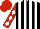 Silk - Black and white stripes, red and white diamonds on sleeves, red cap