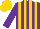 Silk - Purple, gold vertical stripes, gold cap