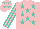 Silk - Pink, turquoise stars, striped sleeves, pink cap, turquoise stars