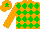 Silk - Orange body, green diamonds, orange arms, orange cap, green star