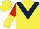 Silk - yellow, dark blue chevron, red and yellow halved sleeves