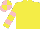 Silk - Yellow, pink bars on sleeves, pink and yellow quartered cap
