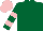 Silk - Dark Green, dark green & pink hooped sleeves, pink cap