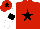 Silk - Red, black star, white sleeves, black armlets, red cap, black star