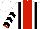 Silk - White, red stripe,black braces,white sleeves,black chevrons,red cuffs,white cap