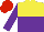 Silk - Yellow and purple halved horizontally, purple sleeves, red cap