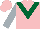 Silk - Pink, dark green chevron, silver sleeves, pink cap