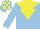 Silk - light blue, yellow yoke, yellow inverted triangle, checked cap