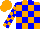 Silk - Orange, blue blocks, orange sleeves with blue blocks