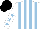 Silk - White, light blue striped, white, light blue stars sleeves, black cap