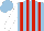 Silk - light blue, red stripes, white sleeves,