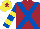 Silk - Maroon, royal blue cross belts, royal blue and yellow hooped sleeves, yellow cap, maroon star