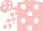 Silk - pink, white spots, pink and white checked sleeves, pink cap, white spots