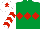 Silk - Emerald green, red triple diamond, white and red chevrons on sleeves, white cap, red star