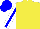 Silk - Yellow, blue stripe on white sleeves, blue cap