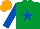 Silk - EMERALD GREEN, ROYAL BLUE star and sleeves, ORANGE cap