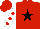 Silk - Red, black star, red spots on white sleeves