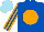 Silk - Royal blue, orange spot, striped sleeves and sky blue cap