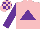 Silk - Pink, purple triangle, purple sleeves, pink and purple blocks on cap