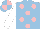 Silk - Light blue, pink spots, white sleeves, light blue & pink quartered cap