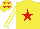 Silk - Yellow, red star, yellow and white striped sleeves, yellow cap, red stars