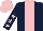 Silk - Dark blue, pink stripe, dark blue sleeves, pink stars, pink cap