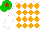 Silk - WHITE & ORANGE DIAMONDS, white sleeves, green cap, red star