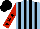 Silk - LIGHT BLUE and BLACK stripes, RED sleeves, BLACK stars, BLACK cap