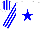 Silk - White, blue star, blue stripes on sleeves and cap