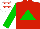 Silk - Red, green triangle, green sleeves, white cap, red stars