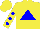 Silk - Yellow, blue triangle, blue spots on sleeves