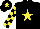 Silk - Black, yellow star, yellow and black check sleeves, black cap, yellow star