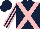 Silk - Dark blue, pink cross belts, striped sleeves