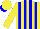 Silk - Bright yellow and blue stripes, bright yellow sleeves and cap, blue peak