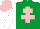 Silk - Emerald green, pink cross of lorraine, white sleeves, pink cap