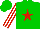 Silk - Green, red star, red stripes on white slvs