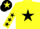 Silk - YELLOW, black star & stars on sleeves, black cap, yellow star