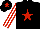 Silk - Black, red star, white and red striped sleeves, black cap, red star