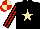 Silk - Black, beige star, red sleeves, black stripes, red and beige quartered cap