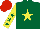 Silk - Dark green, yellow star, dark green stars on yellow sleeves, red cap