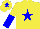 Silk - Yellow body, big-blue star, yellow arms, big-blue halved, yellow cap, big-blue star