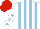 Silk - White, light blue striped, white, light blue stars sleeves, red cap