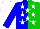 Silk - Blue and green halves, white stars, white cap