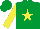 Silk - emerald green, yellow star, yellow sleeves