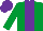 Silk - Emerald green, purple stripe, purple cap