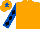 Silk - Orange, royal blue sleeves, black diamonds, orange cap, royal blue star