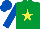 Silk - Emerald green, yellow star, royal blue sleeves and cap