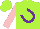 Silk - Lime green, purple horseshoe and 'k12 stable', pink sleeves