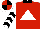 Silk - Red, white triangle, black collar, white sleeves, black chevrons, red and black quartered cap, white peak