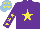 Silk - Purple, yellow star, yellow stars on purple sleeves, yellow stars on light blue cap